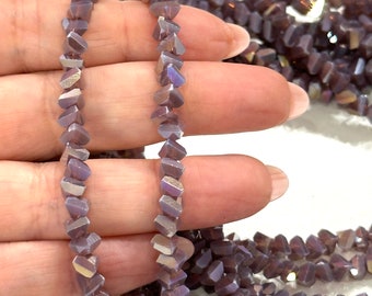 Triangular Crystal Spacer Beads, Faceted Glass Triangular Beads, 90 Beads Strand