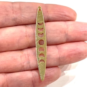 Phases of Moon 24K Gold Plated Textured Brass Pendant, Phases of Moon Gold Charm