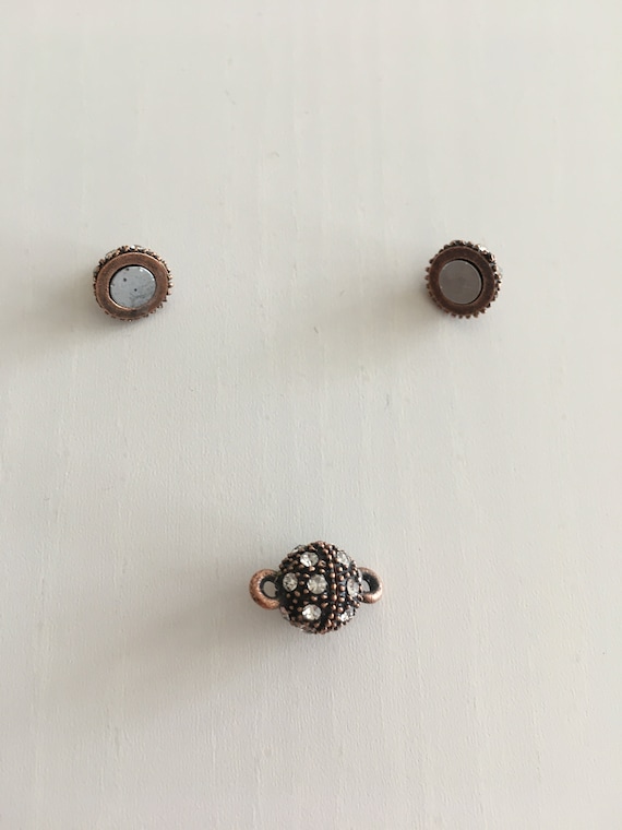 2Pcs 22x18mm Magnetic Clasps Fox Shape Silver Rhinestone Jewelry Accessories 