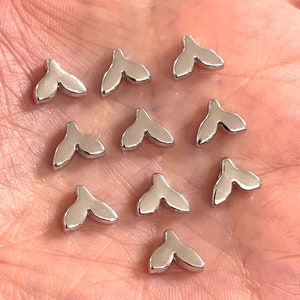 Rhodium  Plated Whale Tail Spacer Charms, 10 pcs in a pack