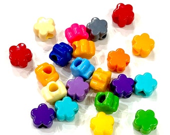 12mm Flower Shaped Acrylic Beads, Assorted Acrylic Beads,50Gr in a pack