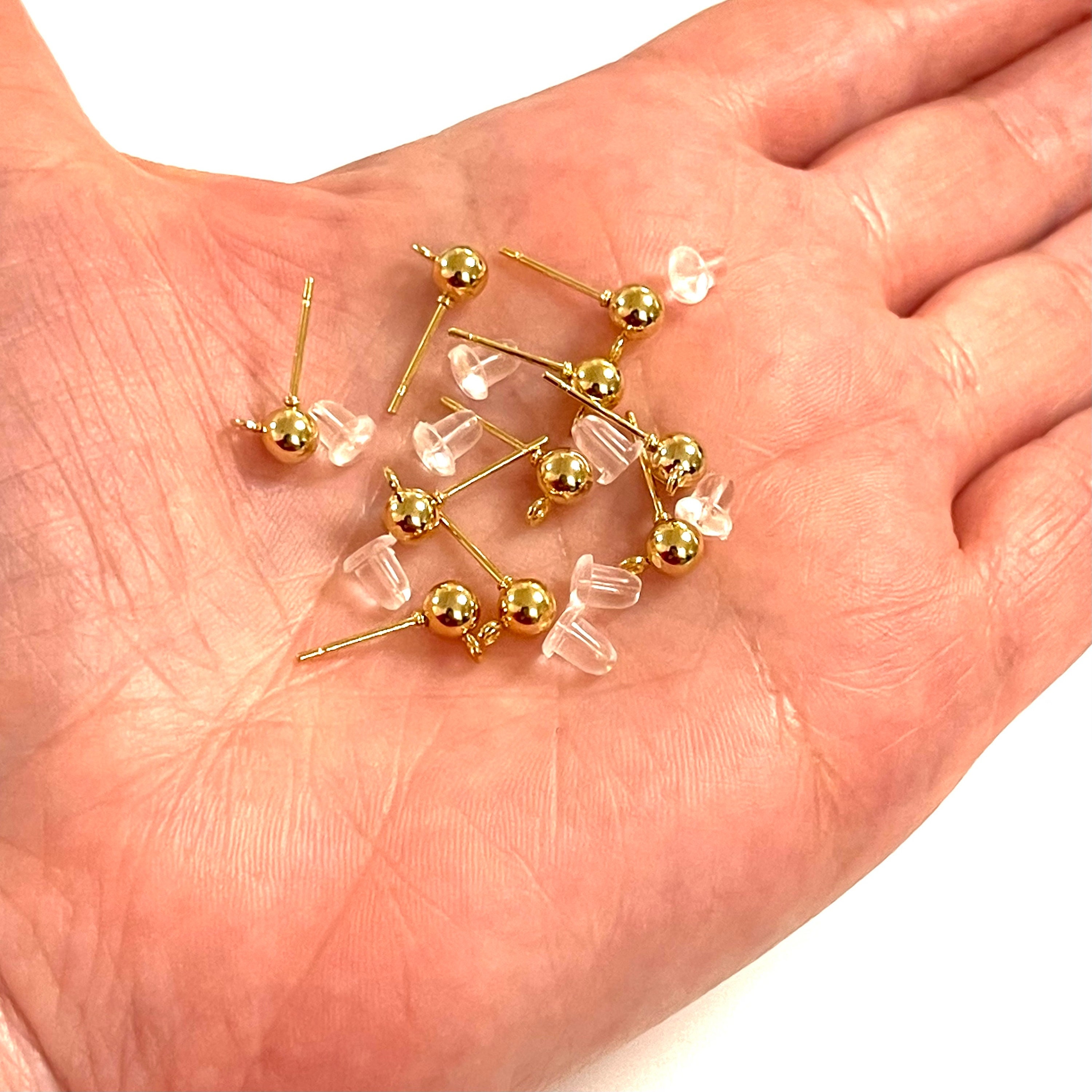 150Pcs Ball Post Earring Studs for Jewelry Making,Earring Studs Ball Ear  Pin Ball Post Earrings with Loop with 200Pcs Butterfly Earring Back