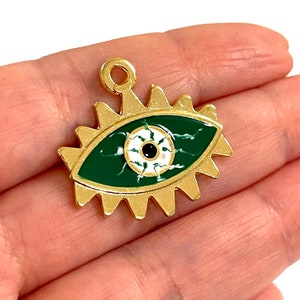 24Kt Gold Plated Brass Enamelled Eye Pendant