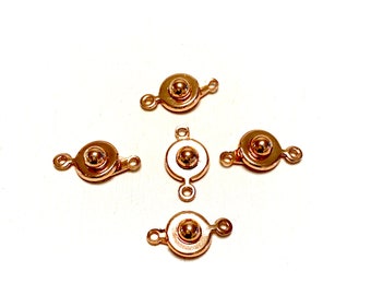 Rose Gold Plated Ball and Socket "Snap" clasps, 9mm Ball and Socket "Snap" clasps
