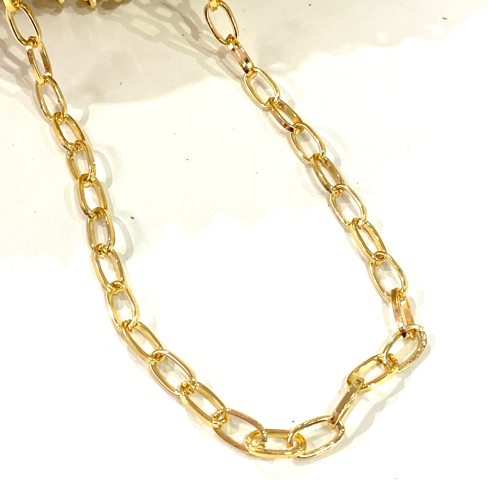 24kt Shiny Gold Plated Chain 9x5mm Open Links - Etsy UK