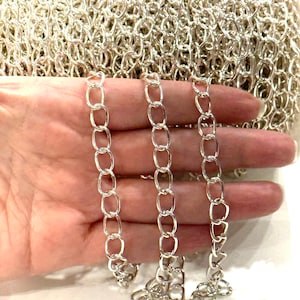 Silver Plated 10x7mm Gourmet Chain, Silver Plated Open Link Chain