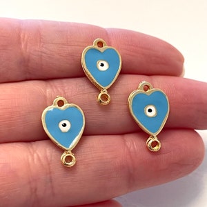 24Kt Gold Plated Brass Enamelled Heart Connector Charms