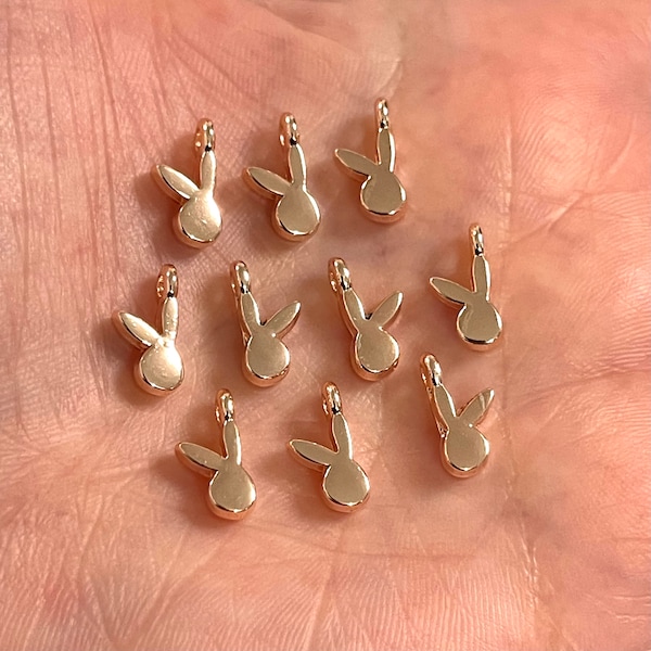 Rose Gold Plated Playboy Charms, 10 pcs in a pack