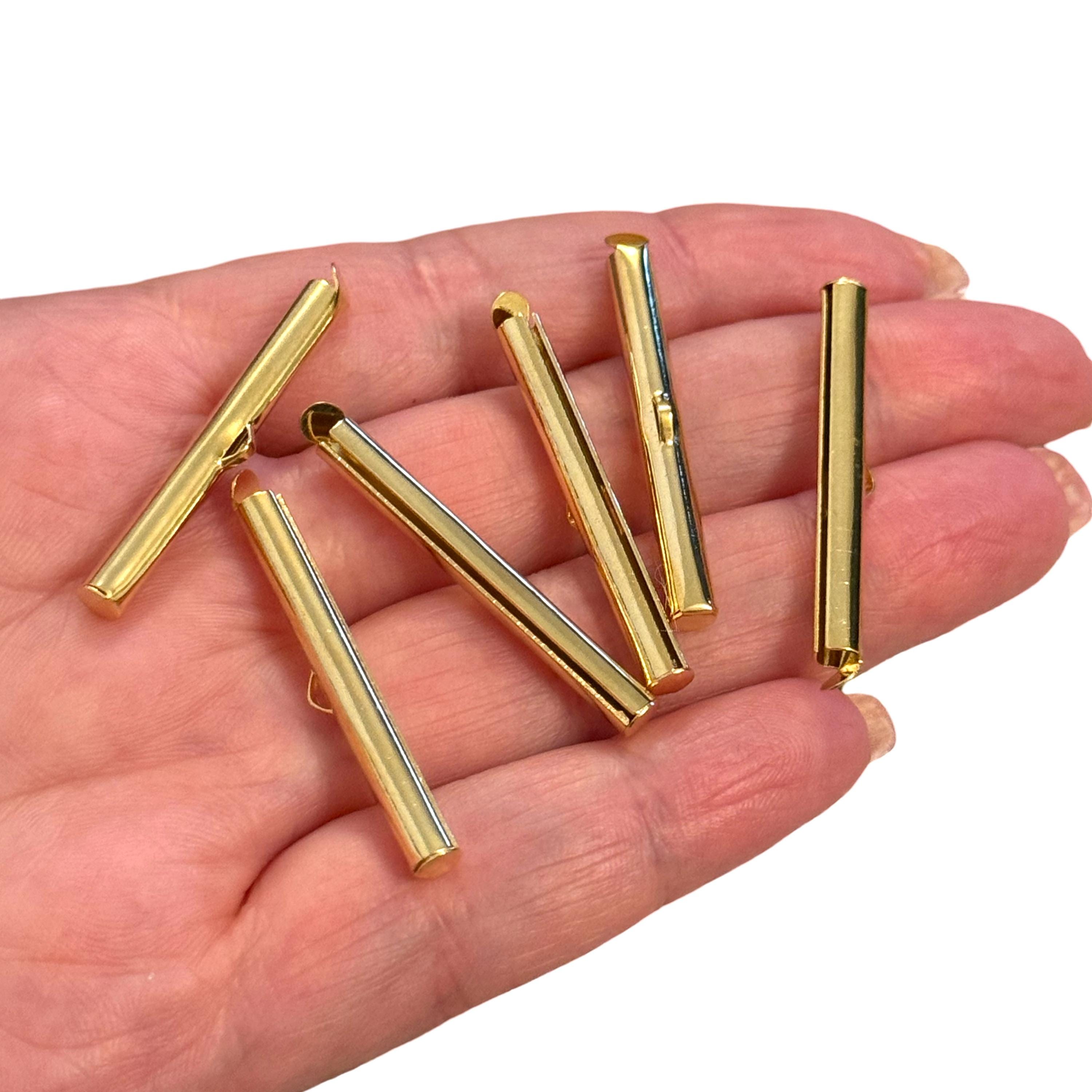 Tubos deslizantes para Miyuki, 35 mm, chapados en oro, 6 tubos por paquete