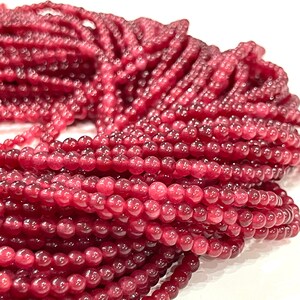 4mm Ruby Jade Smooth Round Gemstone Beads, 95 Beads