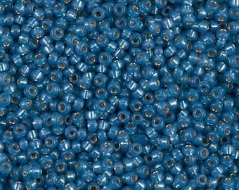 Miyuki Semillas Abalorios 8/0 Dyed Dark Sky Blue S/L Alabaster, 0648