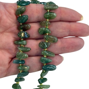 Green Garnet Organic Pebble Gemstone Beads – 10–20mm Freeform Nugget Strand, 40cm, Natural Grossular Garnet Jewellery Beads