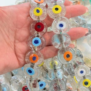 Traditional Turkish Artisan Handmade Glass Evil Eye Beads, Large Hole Evil Eye Glass Beads, Assorted 10 Beads per pack