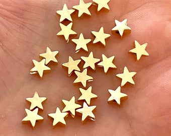 24Kt Gold Plated Star Spacer Charms, 5mm  Gold Star Charms, 20 pcs in a pack