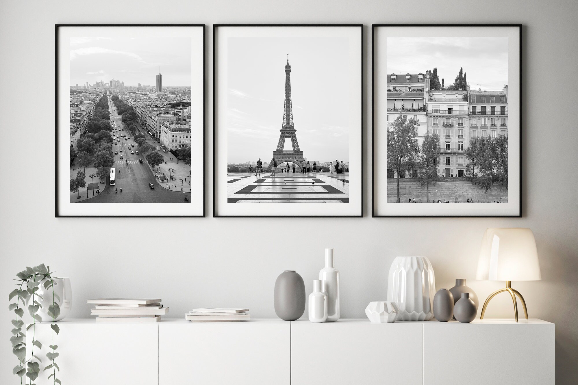 Black and white Paris print set Paris wall art Set of 3 Etsy
