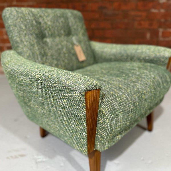 forest green multi weave vintage mid century danish inspired model 60 handmade lounge chair