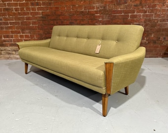 vintage danish inspired mid century 50s 60s model 60 3 seater lounge sofa settee in olive