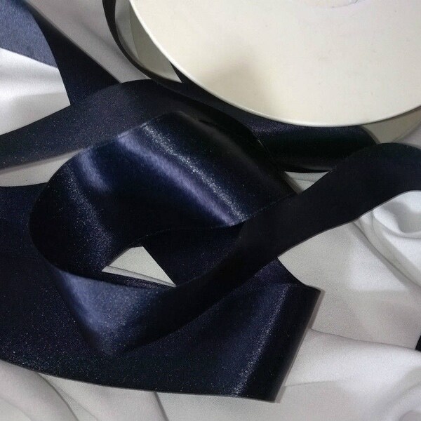 2 m de ruban satin col bleu marine 4 cm ou 40 mm