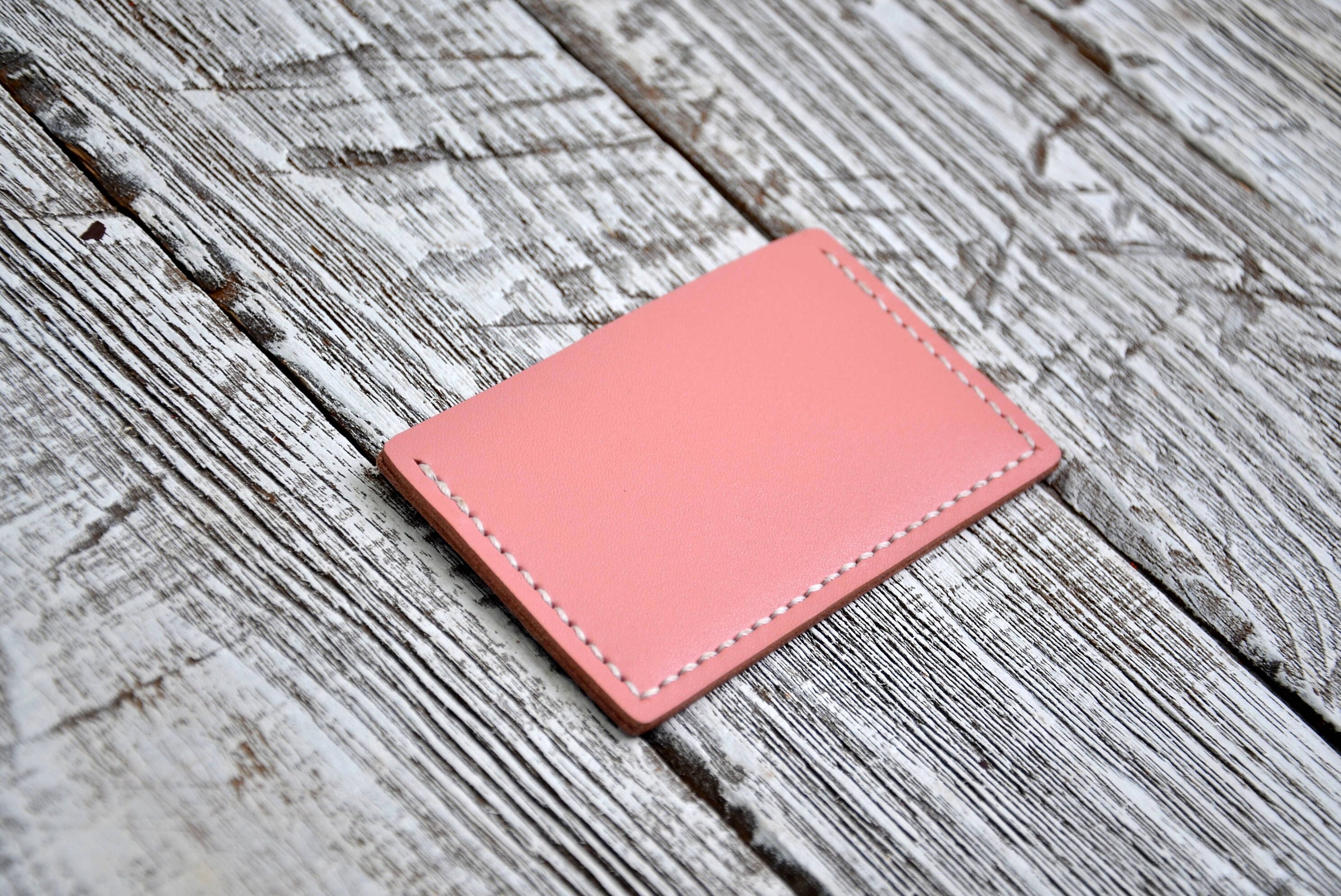 Pink Slim Leather Credit Card Holder in Minimalist Design. - Etsy New  Zealand