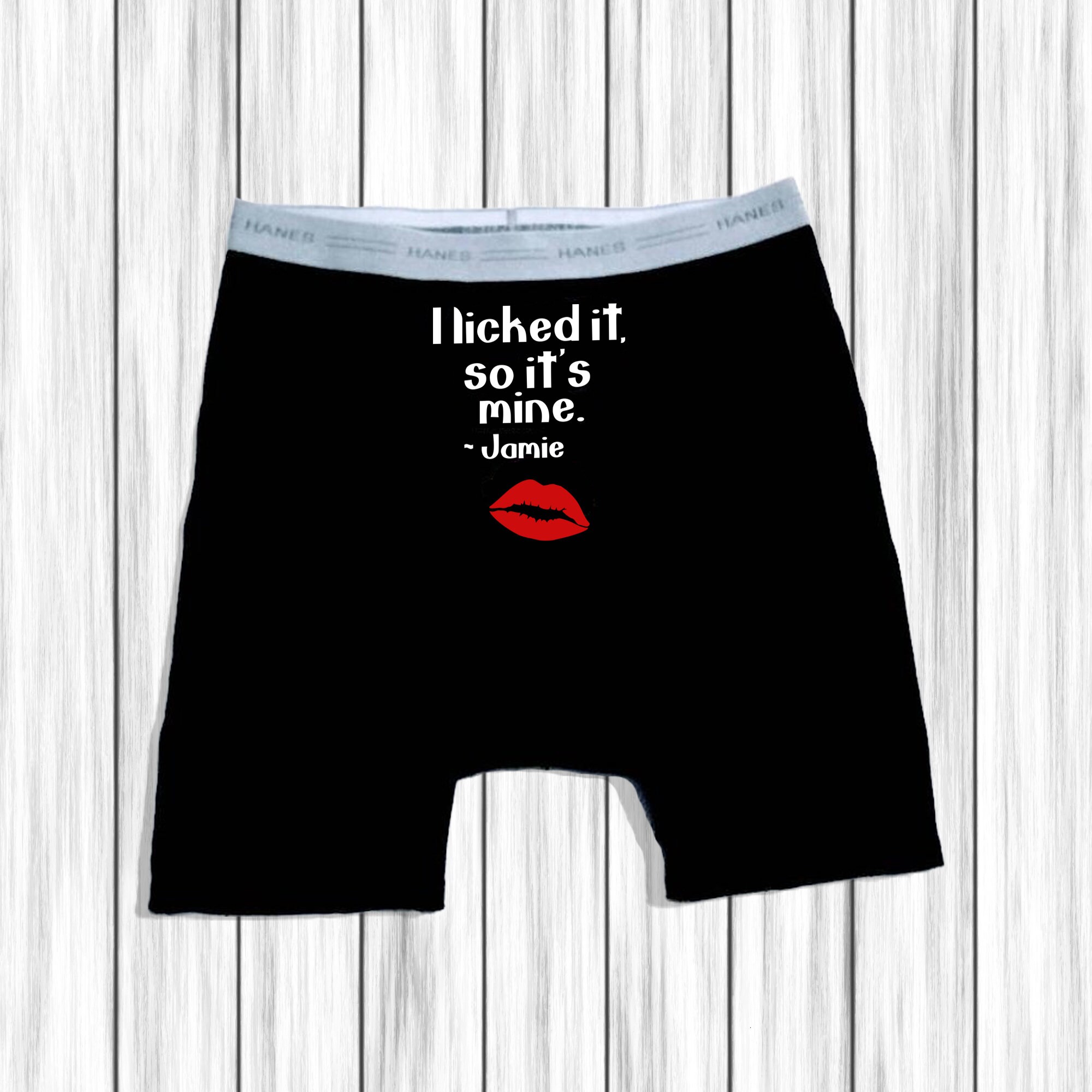 Hanes Black Boxer Brief Underwear Funny I Licked It Boxers for Him Hanes Black Boxer Brief Underwear Funny I Licked It Boxers for Him