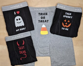 Spooky Couples Halloween Underwear for Men, Funny Boyfriend Gift, Cute Boxer Briefs for Him