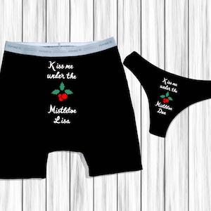 Stocking Stuffer For Boyfriend Personalized Boxers Under The Mistletoe Christmas Underwear Couples Underwear