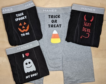 Funny Halloween Underwear for Men, Spooky Boxer Briefs, Husband Boyfriend Gift, Halloween Party Gag