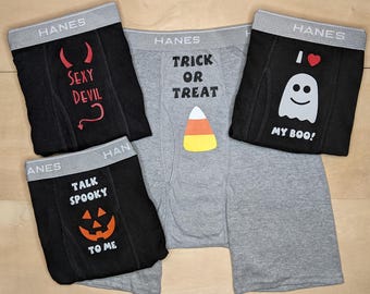 Halloween Underwear for Husband, Funny Spooky Boxer Briefs, Wife Gift Idea Just for Him