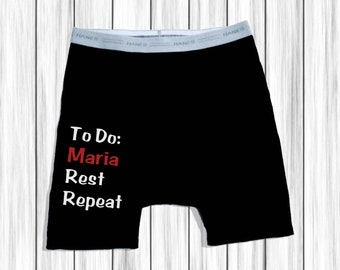 Personalized Boxers, Sexy Gift For Him, Groom Underwear, Gag Gift For Him - To Do List