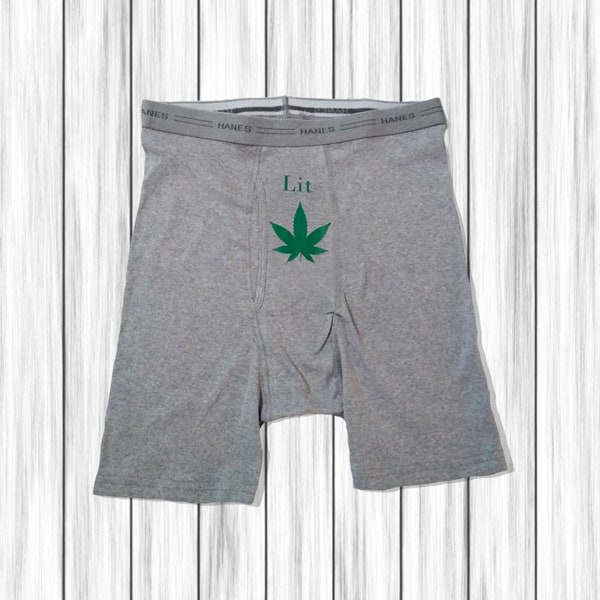 Cannabis, Boxer Briefs, Marijuana, Mens Underwear, Personalized Boxers, Cotton Underwear, Boxer Shorts, Stoner,  For Boyfriend, Weed