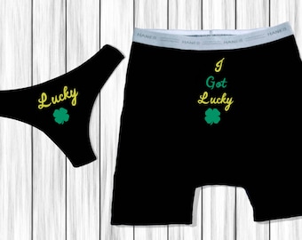 St Patrick's Day Gift For Boyfriend, Irish Couples Underwear Set - I Got Lucky