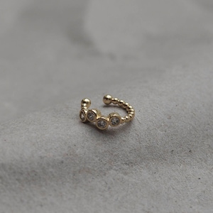 EARCUFF STEIN GOLD / vergoldeter Ohrring Ohrklemme Ear cuff