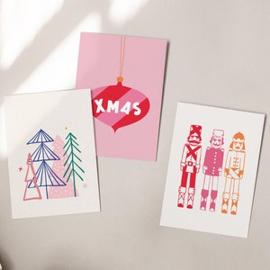 POSTKARTEN SET / Weihnachten bunt 3er Mix Karten Feiertage