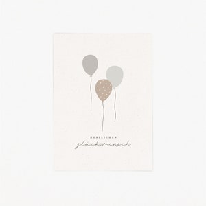 POSTKARTE BALLONS / Zeichnung auf Postkarten für Kinder zur Geburt von Junge oder Mädchen, Freundin, Weihnachten, Geburtstag und mehr