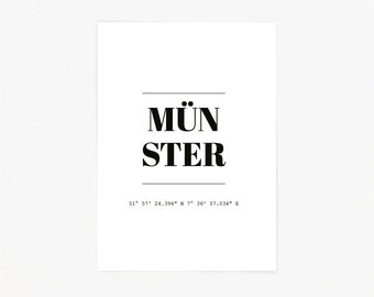 POSTKARTE MÜNSTER / Sprüche schwarz weiß Spruch Postkarten für Freundin zum Einzug, Hochzeit, Weihnachten, Geburtstag und mehr