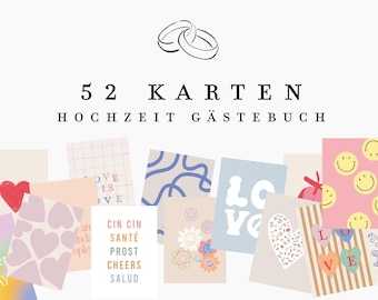 POSTKARTEN INDIVIDUELLER MIX / Karten Set zur Hochzeit Gästebuch 52 Stück