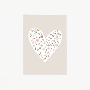 POSTKARTE HERZ BLUMEN / Sprüche schwarz weiß Spruch Postkarten für Freundin zum Einzug, Hochzeit, Weihnachten, Geburtstag, Dankeskarte