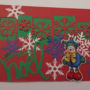 Carte de Noël, flocons en folie