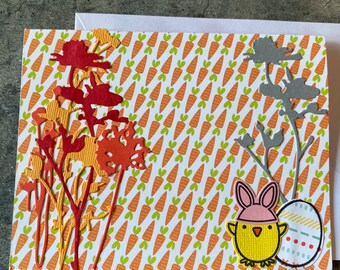 Chick and flowers card without text