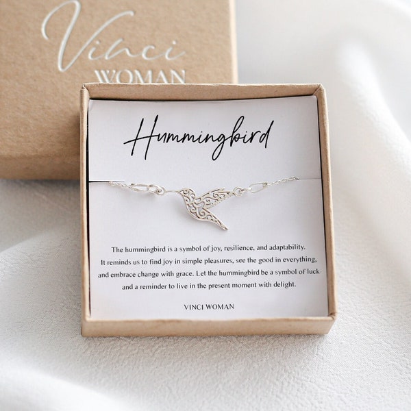 Hummingbird Bracelet, Gift For Her, Birthday Gift, Bird Bracelet, 925 Sterling Silver