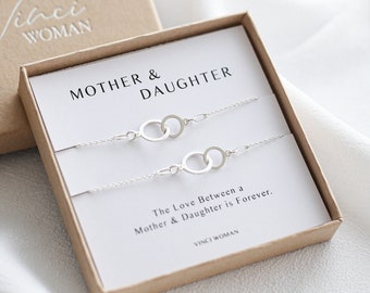Mother & Daughter Bracelet Set Of 2, Mum Birthday Gift, Sterling Silver, Rose Gold, Gold Bracelet Set Mix and Match, Mother Birthday Gift