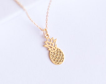 Pineapple Necklace | Sterling Silver | 24k Gold Fruit Necklace | Pineapple Gold Necklace | Fruit Necklace | Pineapple Jewelry | Pineapple