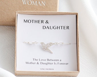 Mother & Daughter Gift, Hummingbird Bracelet, Mother Bird Bracelet, Mother Gift, Daughter Bracelet, Mum Gift Idea, Mum Birthday, Hummingbird