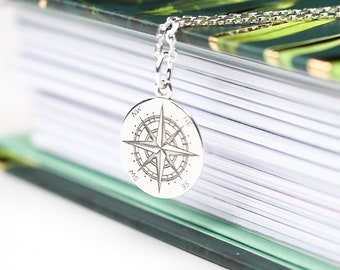 Sun Compass Necklace, Sterling Silver, Travel Necklace, Wanderlust, Leaving Gift, Gift For Her, Birthday Gift, New Chapter, Graduation Gift