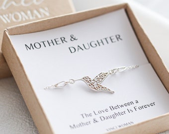 Hummingbird Bracelet Gift, Mother & Daughter Gift, Gift For Mum, Bracelet For Mum and Daughter, Mum Jewelry Idea, Mum Birthday, Mom Birthday