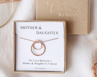 Mother & Daughter Gift, Rose Gold Karma Necklace, Interlocking Open Circle, Infinity Mum Mom Birthday Gift, Two Circles, Double Circle