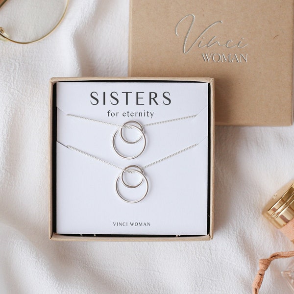Sister Necklace Set of 2, Matching Necklaces, Sister Birthday Gift, Little Sis Gift, Gift For 2 Sisters, Interlocking Circle,Big Sister Gift