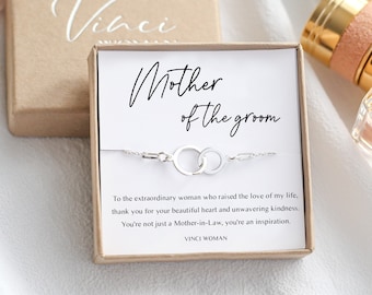 Mother Of The Groom - Gift From Bride, Mother-in-Law Bracelet, Wedding Gift,  925 Sterling Silver Interlocking Circles Bracelet