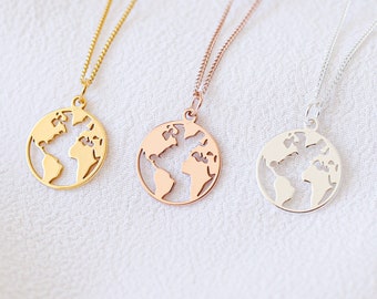 Travel Necklace, World Map Necklace, Rose Gold Map, Globetrotter Necklace, Graduation Gift, Map Jewels, Birthday Gift For Her, World Map