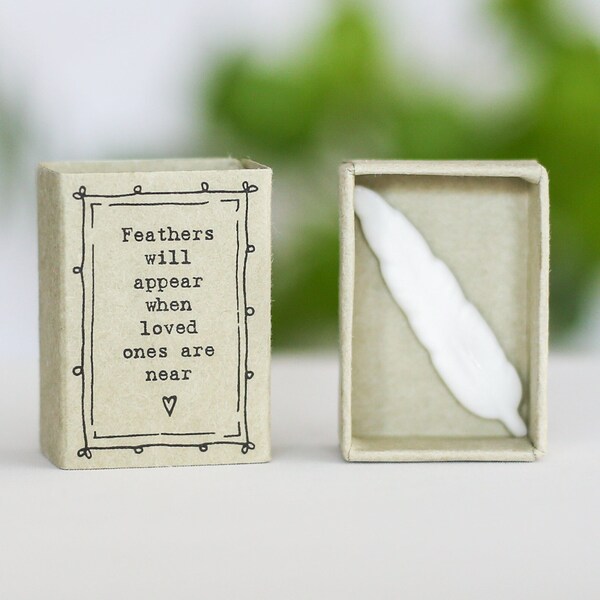 Porcelain Feather Matchbox Gift - “Feathers will appear when loved ones are near” Keepsake Gift